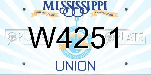 W4251 Mississippi License Plate