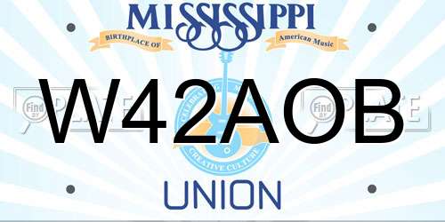 W42AOB Mississippi License Plate