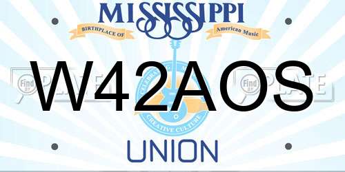 W42AOS Mississippi License Plate