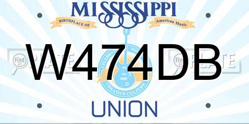 W474DB Mississippi License Plate