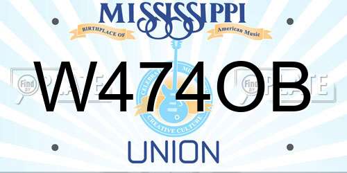 W474OB Mississippi License Plate