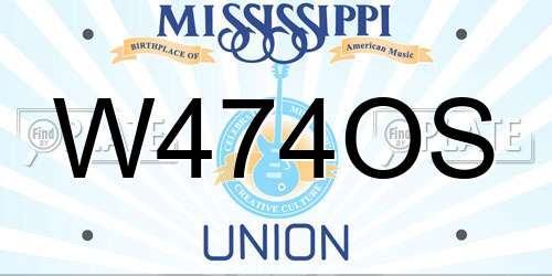 W474OS Mississippi License Plate