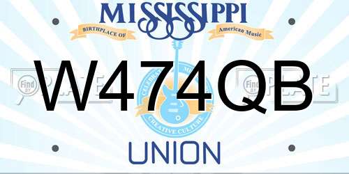W474QB Mississippi License Plate