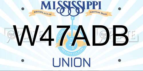 W47ADB Mississippi License Plate