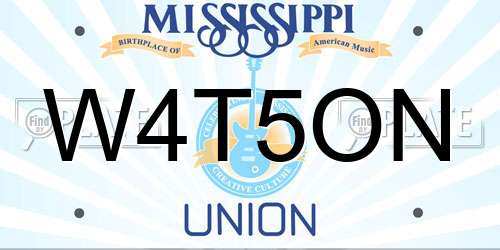 W4T5ON Mississippi License Plate