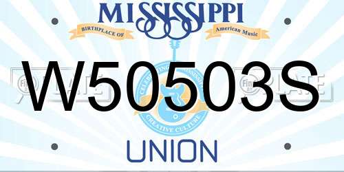 W50503S Mississippi License Plate