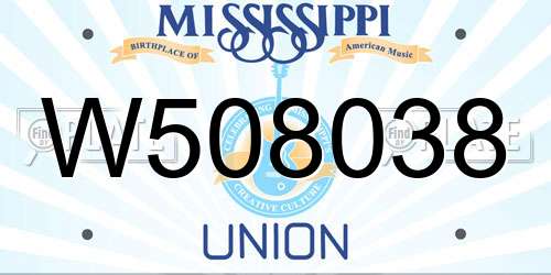 W508038 Mississippi License Plate