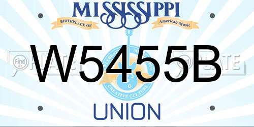 W5455B Mississippi License Plate
