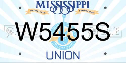 W5455S Mississippi License Plate
