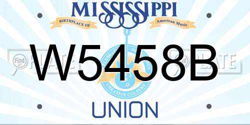 W5458B Mississippi License Plate