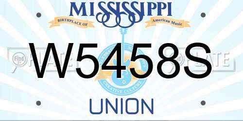 W5458S Mississippi License Plate