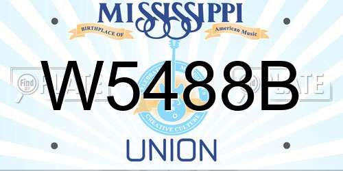 W5488B Mississippi License Plate