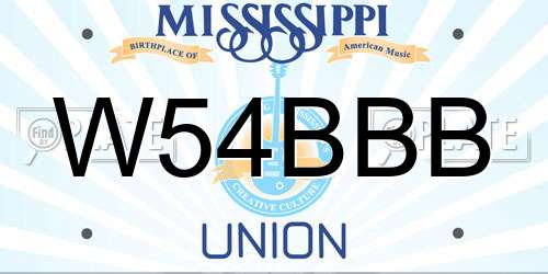 W54BBB Mississippi License Plate