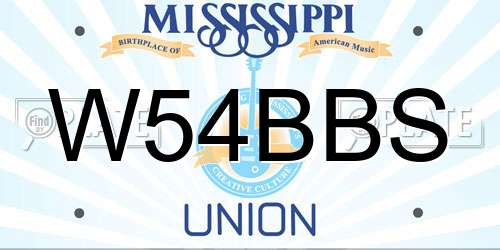 W54BBS Mississippi License Plate