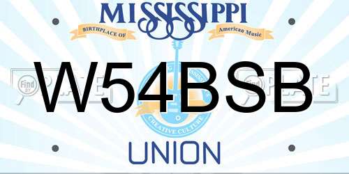 W54BSB Mississippi License Plate