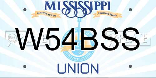 W54BSS Mississippi License Plate