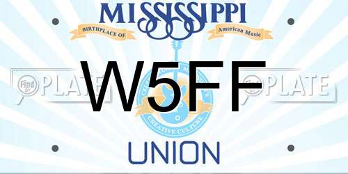 W5FF Mississippi License Plate