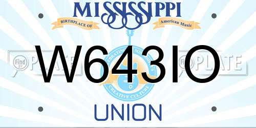W643IO Mississippi License Plate
