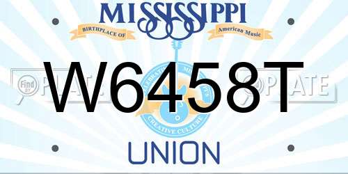 W6458T Mississippi License Plate