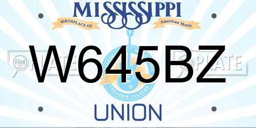 W645BZ Mississippi License Plate