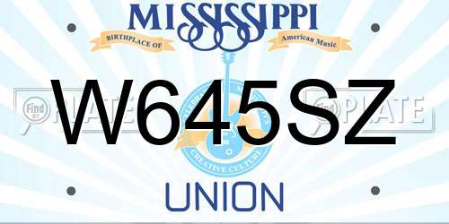 W645SZ Mississippi License Plate