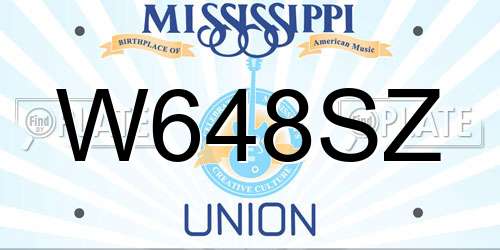 W648SZ Mississippi License Plate