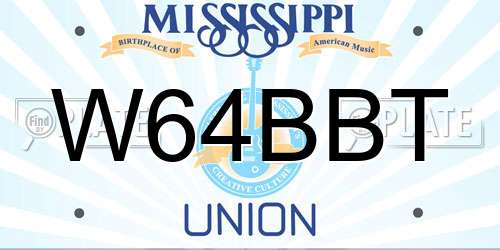 W64BBT Mississippi License Plate