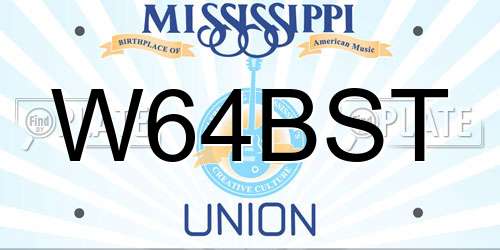 W64BST Mississippi License Plate