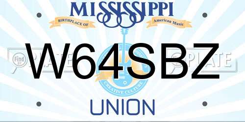 W64SBZ Mississippi License Plate