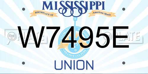 W7495E Mississippi License Plate