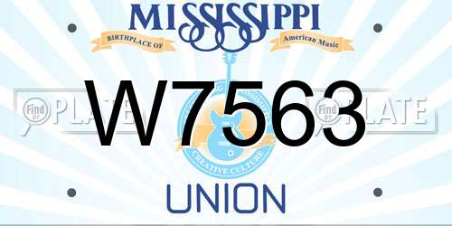 W7563 Mississippi License Plate
