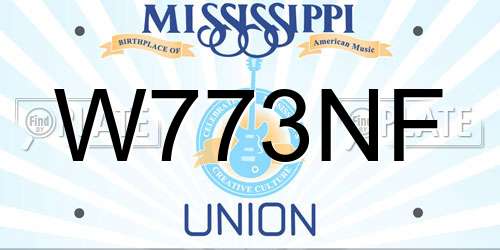 W773NF Mississippi License Plate