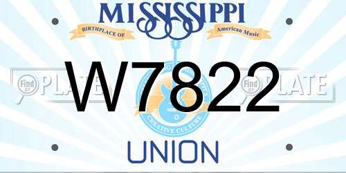 W7822 Mississippi License Plate