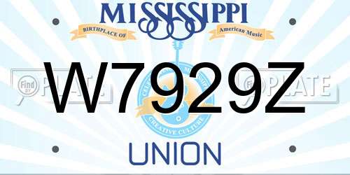 W7929Z Mississippi License Plate