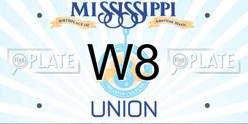 W8 Mississippi License Plate