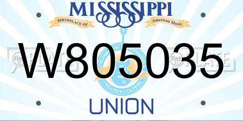 W805035 Mississippi License Plate