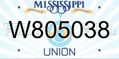 W805038 Mississippi License Plate