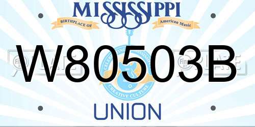 W80503B Mississippi License Plate