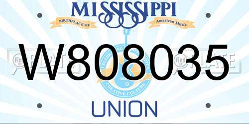 W808035 Mississippi License Plate