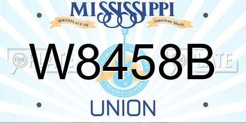 W8458B Mississippi License Plate