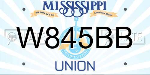 W845BB Mississippi License Plate