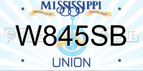 W845SB Mississippi License Plate