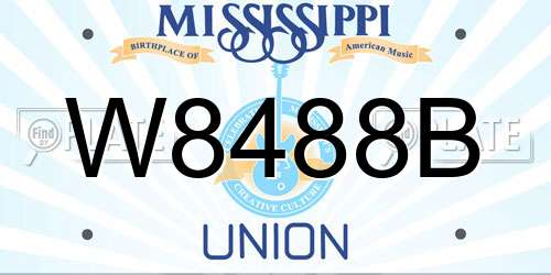W8488B Mississippi License Plate