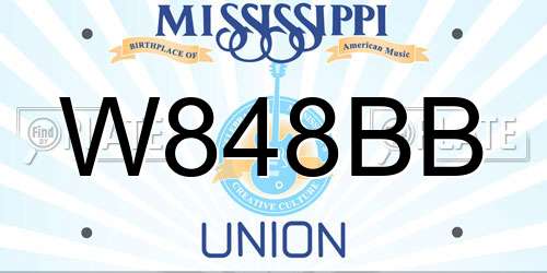 W848BB Mississippi License Plate