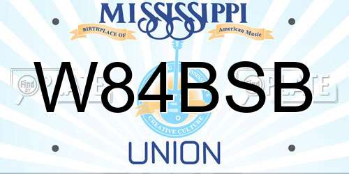 W84BSB Mississippi License Plate