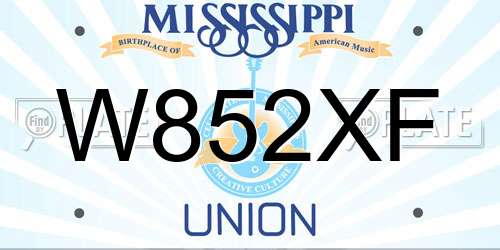 W852XF Mississippi License Plate