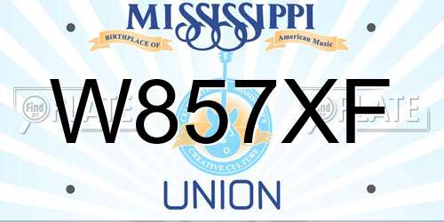 W857XF Mississippi License Plate