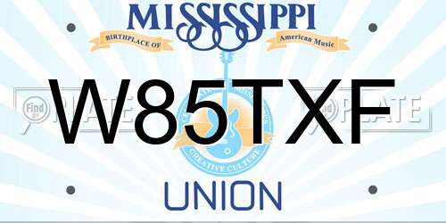 W85TXF Mississippi License Plate