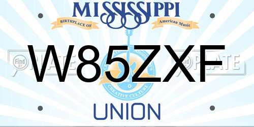W85ZXF Mississippi License Plate