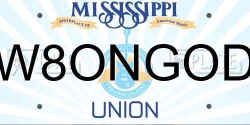 W8ONGOD Mississippi License Plate